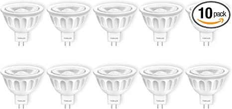 Photo 1 of 10 Pack MR16 LED Bulbs, 5W 12V, GU5.3 Bi-Pin Base, 36 Degree Spot Light, 50-Watt Equivalent, 450-Lumen, Non-Dimmable, 3000K Warm White Landscape Track Lighting by Torkase
