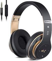 Photo 1 of 6S Wireless Bluetooth Headphones Over Ear, Hi-Fi Stereo Foldable Wireless Stereo Headsets Earbuds with Built-in Mic, Volume Control, FM for Phone/PC (Black & Gold)

