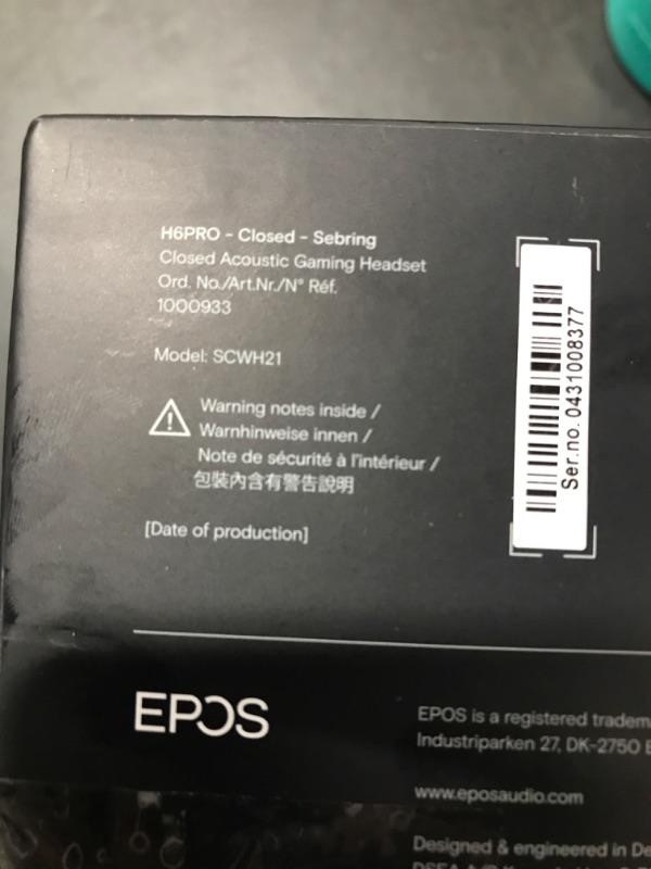 Photo 4 of EPOS Audio H6PRO Closed Acoustic Gaming Headset (Sebring Black)
