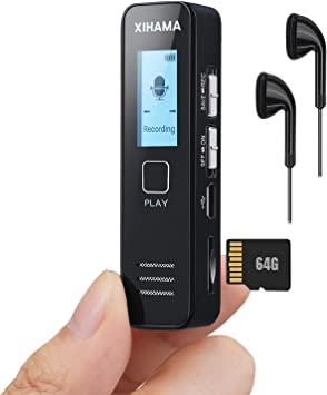 Photo 1 of 64GB Mini Voice Recorder, Digital Voice Recorder Pocket Tape Recorder with Playback for Lectures, Meetings, XIHAMA 4608 Hours Handheld Audio Recorder with Microphone, USB Charge, Password
