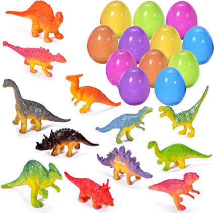 Photo 1 of 12 Pack Filled Easter Eggs with Dinosaurs, Easter Basket Stuffers Easter Party Favors for Boy, Girls and Kids
