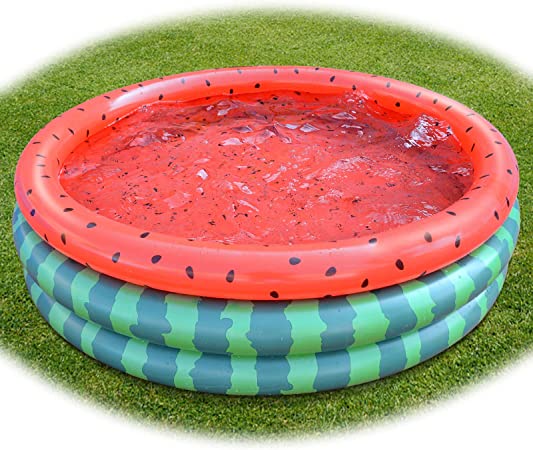 Photo 1 of 47" x 47" x 12" Inflatable Kiddie Pools 3 Ring Watermelon Plastic Paddling Pool Baby Swimming Pool for Toddler Backyard Garden Outdoor Blow Up Wading Pools Childrens Pools Pit Ball Pool
