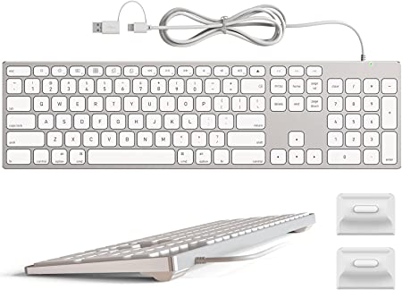 Photo 1 of Wired Keyboard for Apple Mac OS-Keyboard Riser Included, All-Aluminum Frame, Plug-N-Play Cable Connection, Desktop USB Keyboard with Numeric Keypad for iMac/Mac Mini or MacBook Laptop by Yivandi.net
