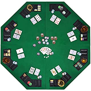 Photo 1 of 48" 8-Player Foldable Poker Table Top, Casino Texas Hold'em Layout, Portable Anti-Slip Blackjack Poker Table Mat with Carrying Bag for Family Games Casino (B09Q52KW8R)
