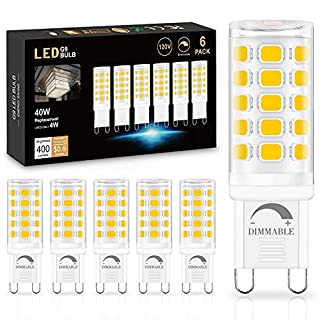 Photo 1 of 6 Pack Dimmable G9 LED Bulb 4000K Natural Daylight, Sailstar T4 G9 4W Replacement for 40 Watts Halogen, Ceramic Bi Pin Base, 120V 400 Lumen 360°Beam Angle, G9 Light Bulbs for Chandelier (B0953852G6)
