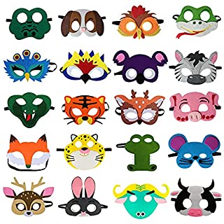 Photo 1 of 20 Packs Animal Masks for Kids Felt Animal Masks Fitted With Elastic Bands for Animal Birthday Party Supplies, Party Favors, Role Play, Halloween, Children's Holiday Gifts (B09B35JBJ5)
