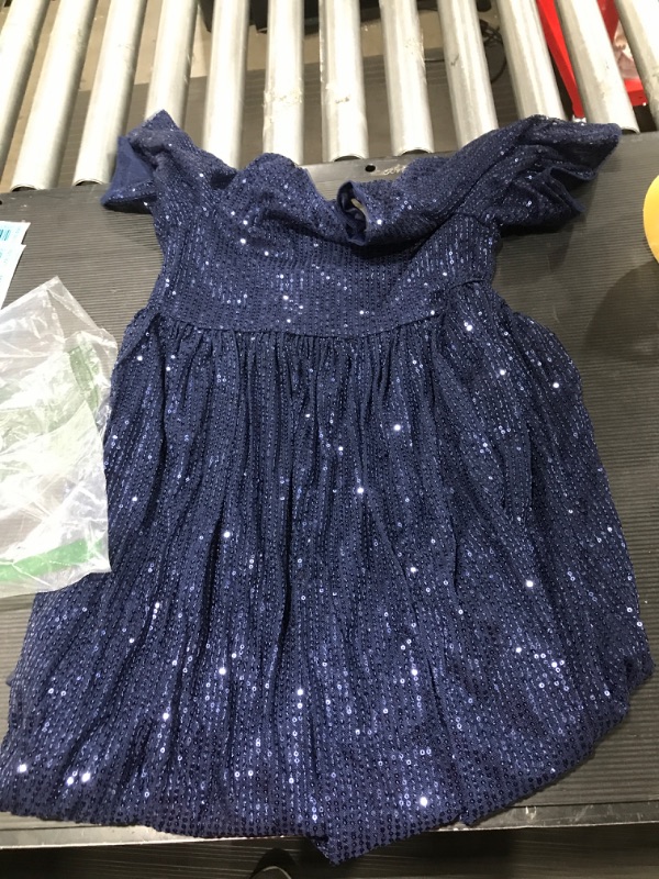 Photo 2 of Adaniwli Girls Sequin Dress Sparkly Short Sleeve Kids Party Dress Holiday Birthday Pageant Gown(12T12) Dark Blue 12 years (B09QKTFRG9)
