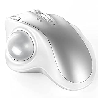 Photo 1 of Wireless Trackball Mouse, 2.4G USB Bluetooth Ergonomic Mouse, Thumb-Operated Rechargeable Ergo Mice with Type-C Port and 3 DPI for Mac Windows Android Computer Laptop Tablet (White and Silver) (B09MM12DZ9)
