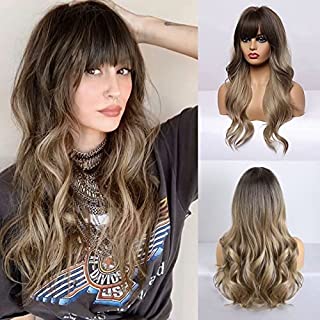 Photo 1 of BOGSEA Ombre Wig with Bangs Dark Blonde Wig Long Wavy Wigs for Women Synthetic Wavy Wigs Heat Resistant Hair Long Wigs for Daily Party (Dark Ashy Blonde Ombre) (B08NX7S6XH)
