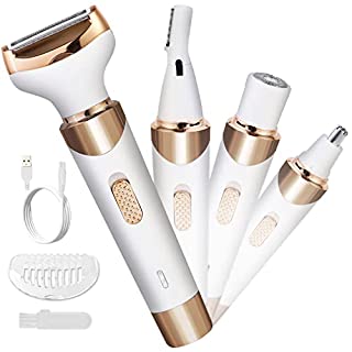 Photo 1 of Electric Razor for Women Bikini Trimmer, MKIOVH Women's Shaver Cordless Portable 4 in 1 Painless Shaver, ?for face Legs Brows Nose Brows Nose Detachable Head USB Rechargeable Hair Trimmer (B0953J251W)
