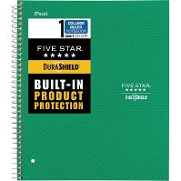 Photo 1 of 12 PACK Spiral Notebook 1 Subject College Ruled Anti-Microbial Green - Five Star

