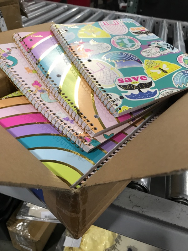 Photo 2 of 12 PACK Mead 1 Subject Wide Ruled Spiral Notebook New Stickers Design

