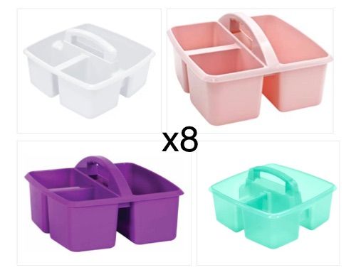 Photo 1 of 8 COUNT 4 ASSORTED COLORS Teacher Created Resources® Plastic Storage Caddy