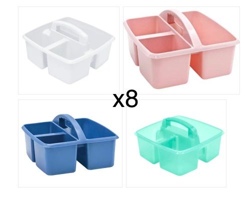 Photo 1 of 8 COUNT 4 ASSORTED COLORS Teacher Created Resources® Plastic Storage Caddy
