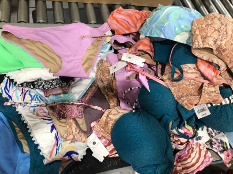 Photo 1 of BAG LOT OF WOMENS BATHING SUITS! *ALL BOTTOMS ARE SIZE L&XL* *TOPS VARY IN SIZE* (11 BOTTOMS, OVER 25+ TOPS)