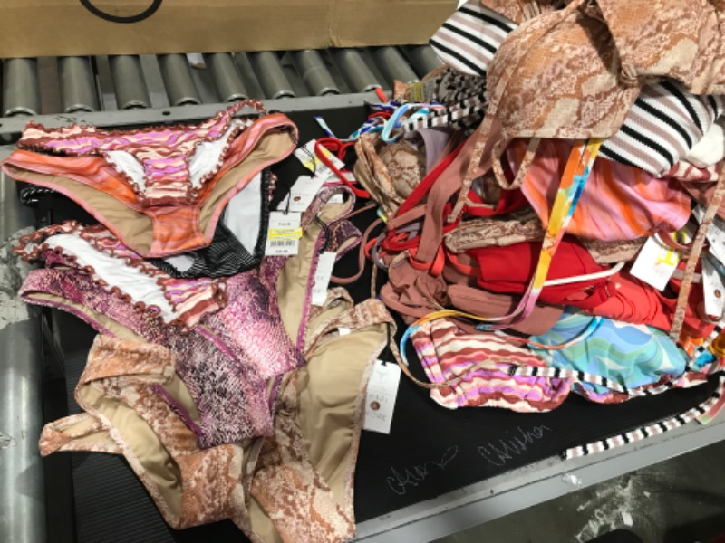 Photo 1 of BAG LOT OF WOMENS BATHING SUITS! *ALL BOTTOMS ARE SIZE S&M* *TOPS VARIY IN SIZE* (8 BOTTOMS, 25+ TOPS)