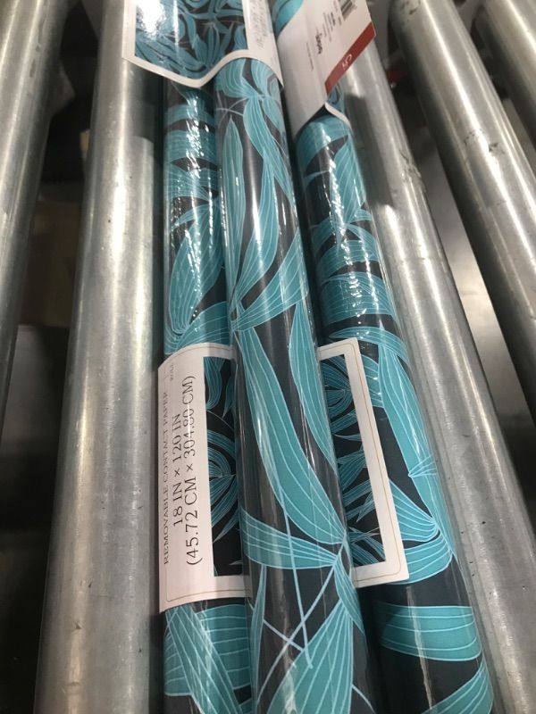 Photo 1 of 3 ROLLS REMOVABLE CONTACT PAPER (18INX120IN EACH) BLUE LEAF PATTERN