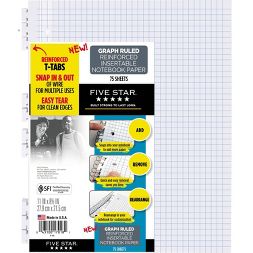 Photo 1 of 12 PACK! 75ct Loose Leaf Filler Paper Quad Ruled - Five Star (900 SHEETS TOTAL)

