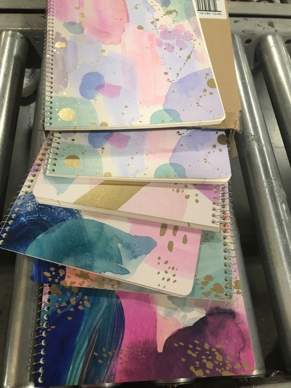 Photo 2 of 6 PACK! College Ruled 1 Subject Spiral Notebook Assorted Brushstroke WC - greenroom
