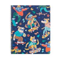 Photo 1 of 6 pack! Wide Ruled 1 Subject Spiral Notebook Beachy Dinosaurs & Skater Dogs - greenroom

