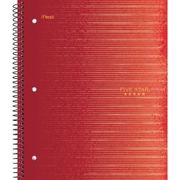 Photo 1 of 12 PACK Five Star 1 Subject Wide Ruled Spiral Notebook RED

