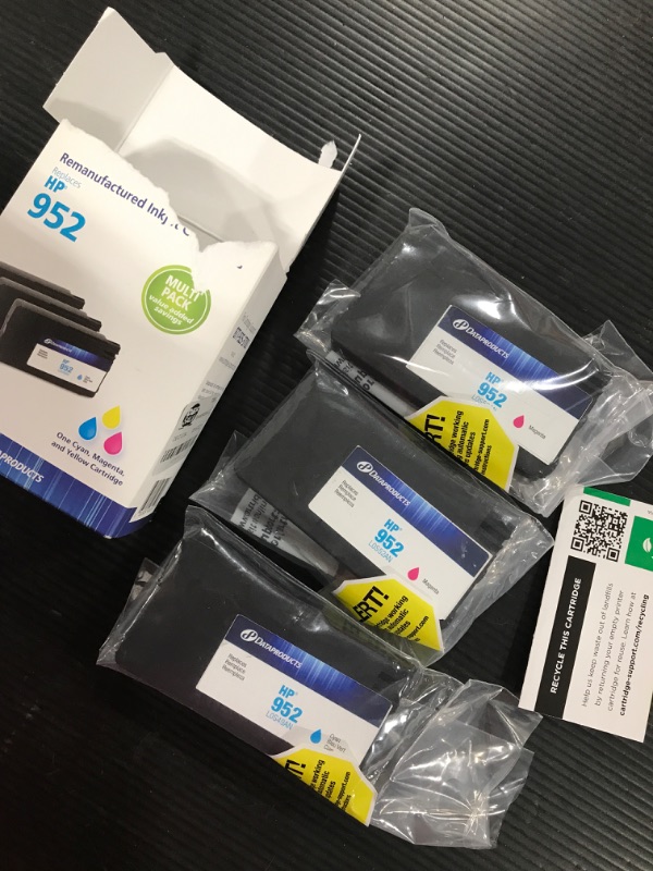 Photo 2 of Remanufactured Cyan/Magenta/Yellow 3-Pack Standard Ink Cartridges - Compatible with HP 952 Ink Series - Dataproducts

