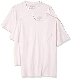 Photo 1 of Amazon Essentials Men's Regular-Fit Short-Sleeve Crewneck Pocket T-Shirt, Pack of 2, Light Pink, Large