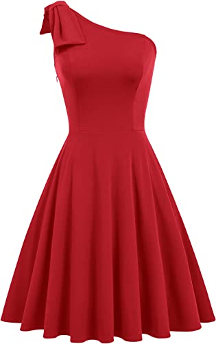 Photo 1 of ASAMBAC Women's Bow One Shoulder Dress with Pockets A-line Cocktail Party Dress SIZE XL 