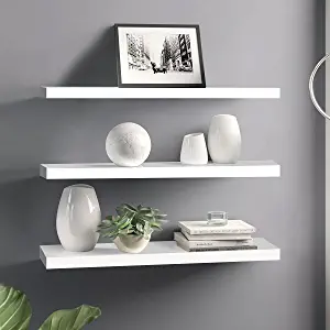 Photo 1 of 3 Pack White Wall Floating Shelves,Wall Décor Floating Shelves,Book Display Shelf Wall Mounted Modern Style Home Decor Ledge Shelf