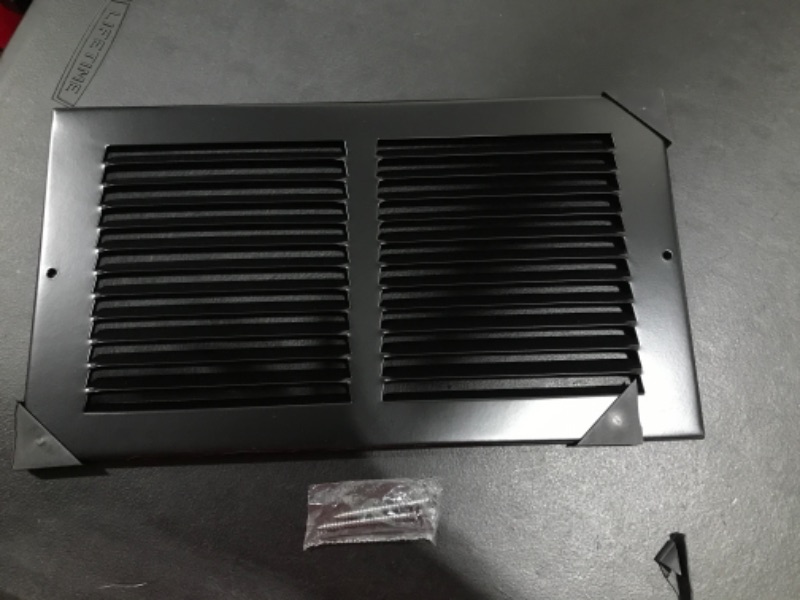 Photo 2 of 12" X 6" Steel Return Air Grilles - Sidewall and Ceiling - HVAC Duct Cover - Black [Outer Dimensions: 13.75"w X 7.75"h]