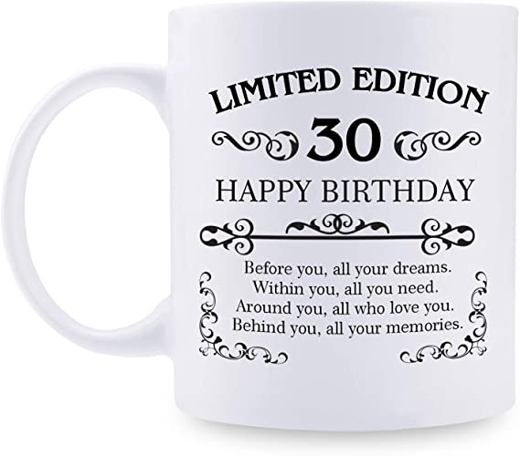 Photo 1 of 30th Birthday Gifts for Women Men - 11 oz Coffee Mug - 30 Year Old Present Ideas for Son, Daughter, Sister, Brother, Friend, Colleague (30th Birthday Gift)
