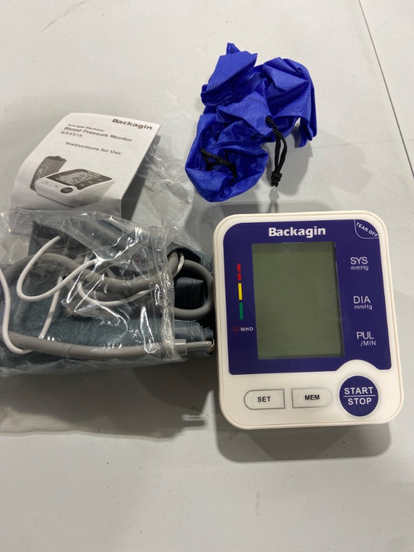 Photo 1 of Backagin Home Blood Pressure Machine Upper Arm, Portable Digital High Blood Pressure Monitor with Large LED Screen Backlit Display, BP Cuff Automatic, with Extended Large Cuff Arm, 2x99 Memories
