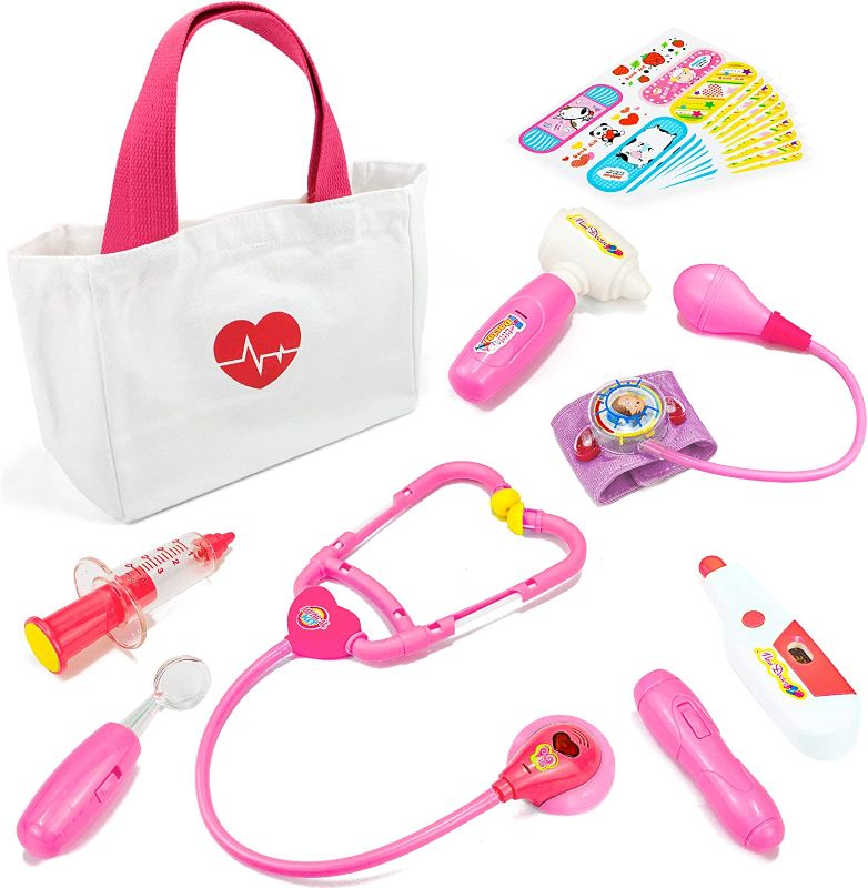 Photo 1 of Liberry Durable Doctor Kit for Kids, 18 Pieces Pretend Play Doctor Toys, Dentist Medical Kit with Stethoscope and Kids Medical Storage Bag , Doctor Set Toys for Toddler Boys Girls 3 4 5 6 7 8 9?Pink?
