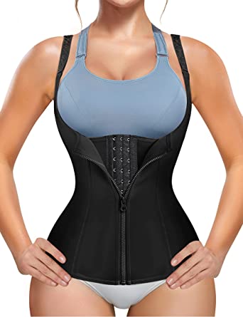 Photo 1 of 3XL ZOPEUSI Women Waist Trainer Corset Tummy Control Zipper Vest Workout Body Shaper Cincher Tank Top with Straps
