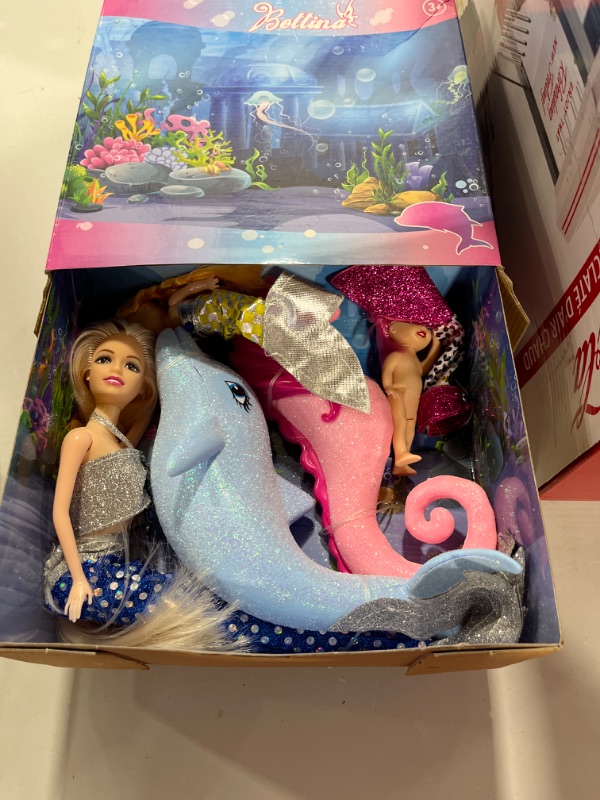 Photo 1 of 2022 Mermaid Princess Doll with Little Mermaid & Seahorse Play Gift Set | Mermaid Toys with Accessories and Doll Clothes for Little Girls, Mermaid Toys for Girls Age 3 4 5 6+
