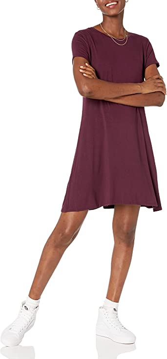 Photo 1 of Amazon Essentials Women's Short Sleeve Scoopneck A-line Shirt Dress SMALL 