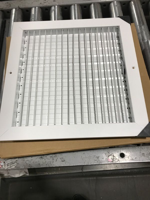 Photo 2 of 12" X 12" Adjustable AIR Supply Diffuser - HVAC Vent Cover Sidewall or Ceiling - Grille Register - High Airflow - White [Outer Dimensions: 13.75" w X 13.75" h]
