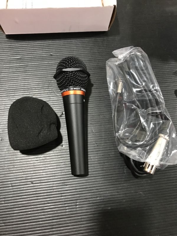 Photo 2 of Hotec Premium Vocal Dynamic Handheld Microphone with 19ft Detachable XLR Cable and ON/Off Switch (Metal Black) (H-W07)