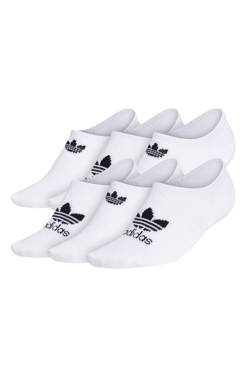Photo 1 of Adidas 6-Pack Original Trefoil Logo No-Show Socks in White at Nordstrom SZ 5-10
