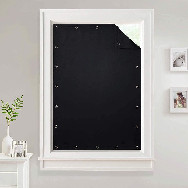 Photo 1 of Temporary Blackout Blinds Curtain for Window - Travel Portable Adjustable Suckers Sunlight Blocking Blinds Thermal Insulated Curtains for Storage Room/Basement, Black, 51 by 78 Inch, 1 Pc
