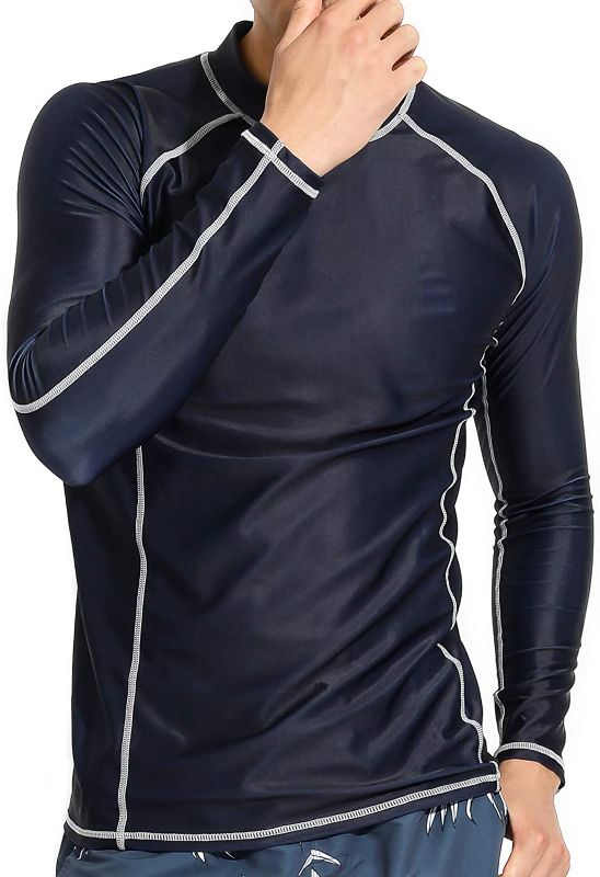 Photo 1 of Actleis Men's Long Sleeve Rash Guard, UPF50+ UV Sun Protection Swimming Shirts Quick Dry Surf Tee SZ L
