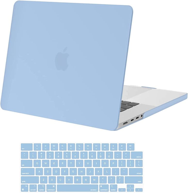 Photo 1 of MOSISO Compatible with MacBook Pro 16 inch Case 2021 2022 Release A2485 M1 Pro / M1 Max with Liquid Retina XDR Display Touch ID, Protective Plastic Hard Shell Case&Keyboard Cover Skin, Airy Blue
