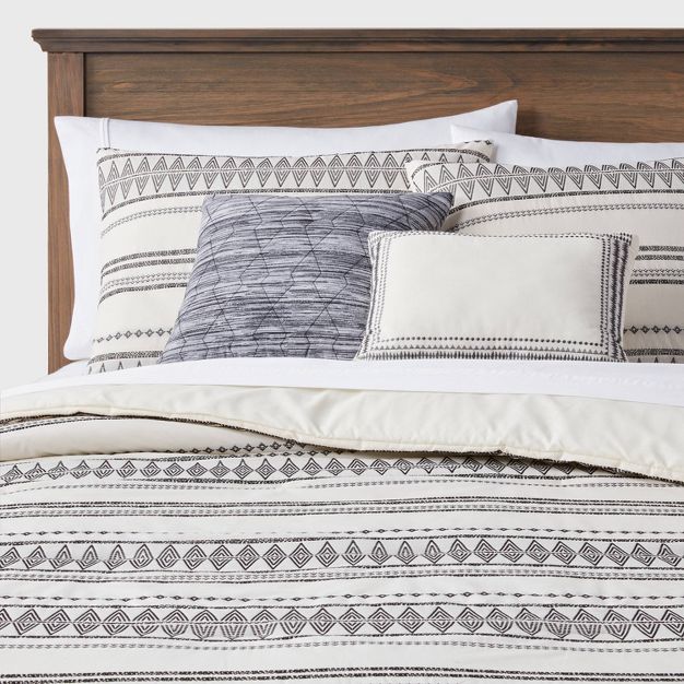 Photo 1 of 5pc Tatiana Global Woven Stripe Cotton Comforter Set Cream - Threshold™ (King)

