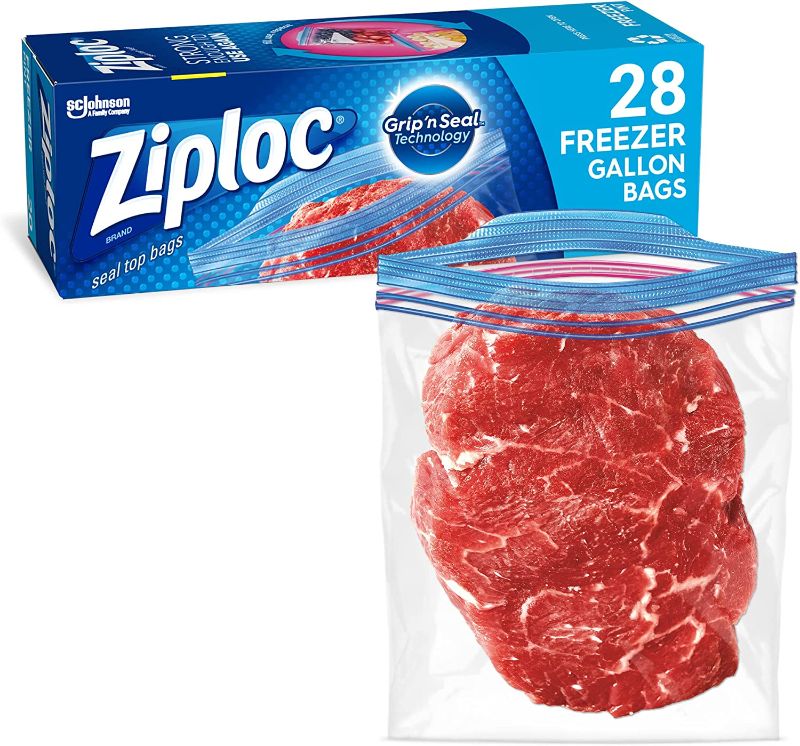Photo 1 of (2 pack) Ziploc Gallon Food Storage Freezer Bags, Grip 'n Seal Technology for Easier Grip, Open, and Close, 28 Count
