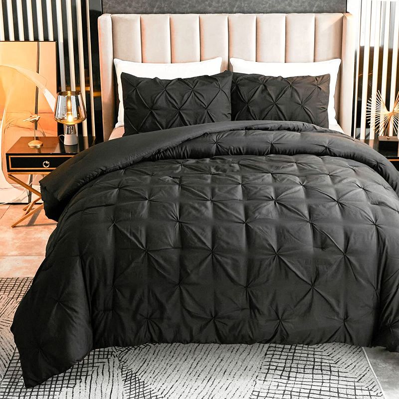 Photo 1 of AIKASY Pinch Pleated Black Comforter for King Size Bed