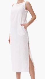 Photo 1 of Amazhiyu Womens Linen Sleeveless Crewneck Slit Maxi Dresses with Pockets Casual Summer 2XL
