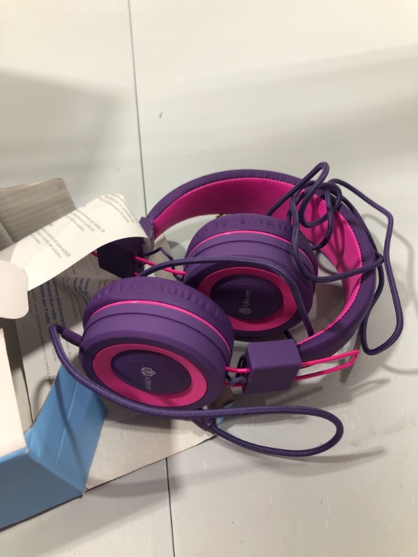 Photo 2 of iClever BTH03 Kids Wireless Headphones, Colorful LED Lights Kids Headphones with MIC, 25H Playtime, Stereo Sound, Bluetooth 5.0, Foldable, Childrens Headphones on Ear for Study Tablet Airplane, Purple
