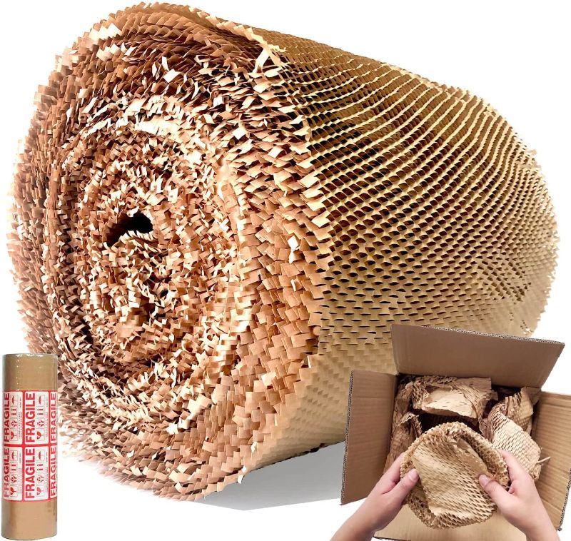 Photo 1 of AlexHome Honeycomb Packing Paper,15" W x165' L,Eco Friendly Biodegradable Bubble Cushioning Wrap,Products & Gifts & Moving Honeycomb Wrapping Paper,Recyclable Cushioning Packing Material - 15"x165'
