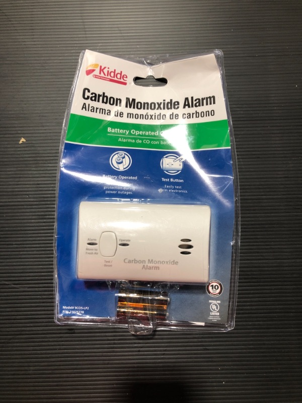 Photo 1 of Kidde Carbon Monoxide Detector, Battery Powered with LED Lights, CO Alarm