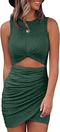 Photo 1 of Acelitt Women's Sleeveless Hollow Out Twist Bodycon Dress Wrap Slim Fit Party Evening Dresses, Size XS